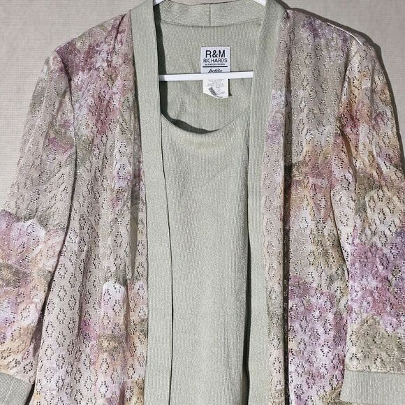 R&M Richards Karen Kwong Pink Pastel Floral Jacket Women's Size 10P Petites VTG - Picture 5 of 12
